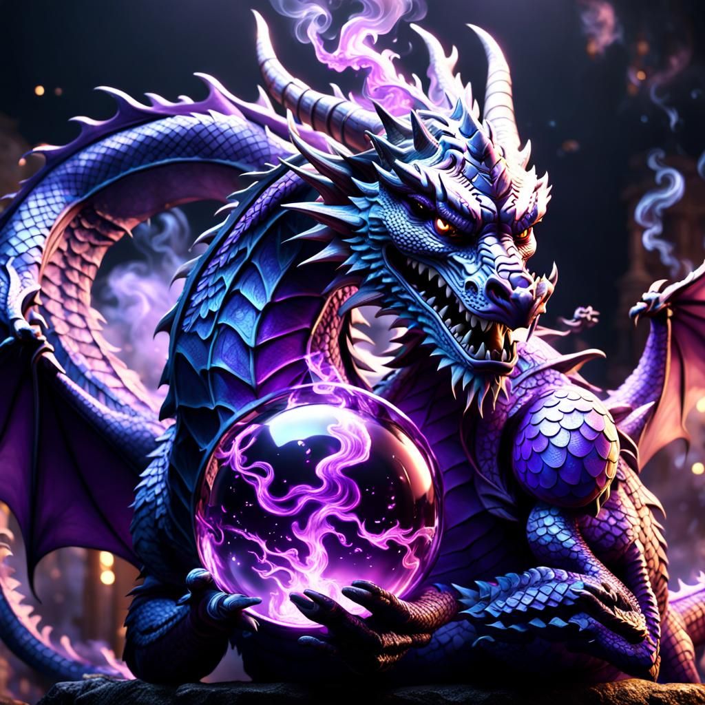 Kind Purple Dragon with Glowing Sphere