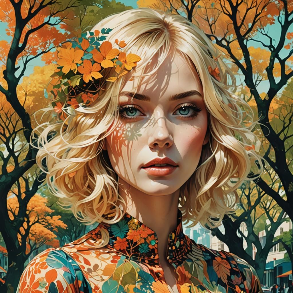 Gorgeous Blonde in 70s Cityscape: Op Art Photography