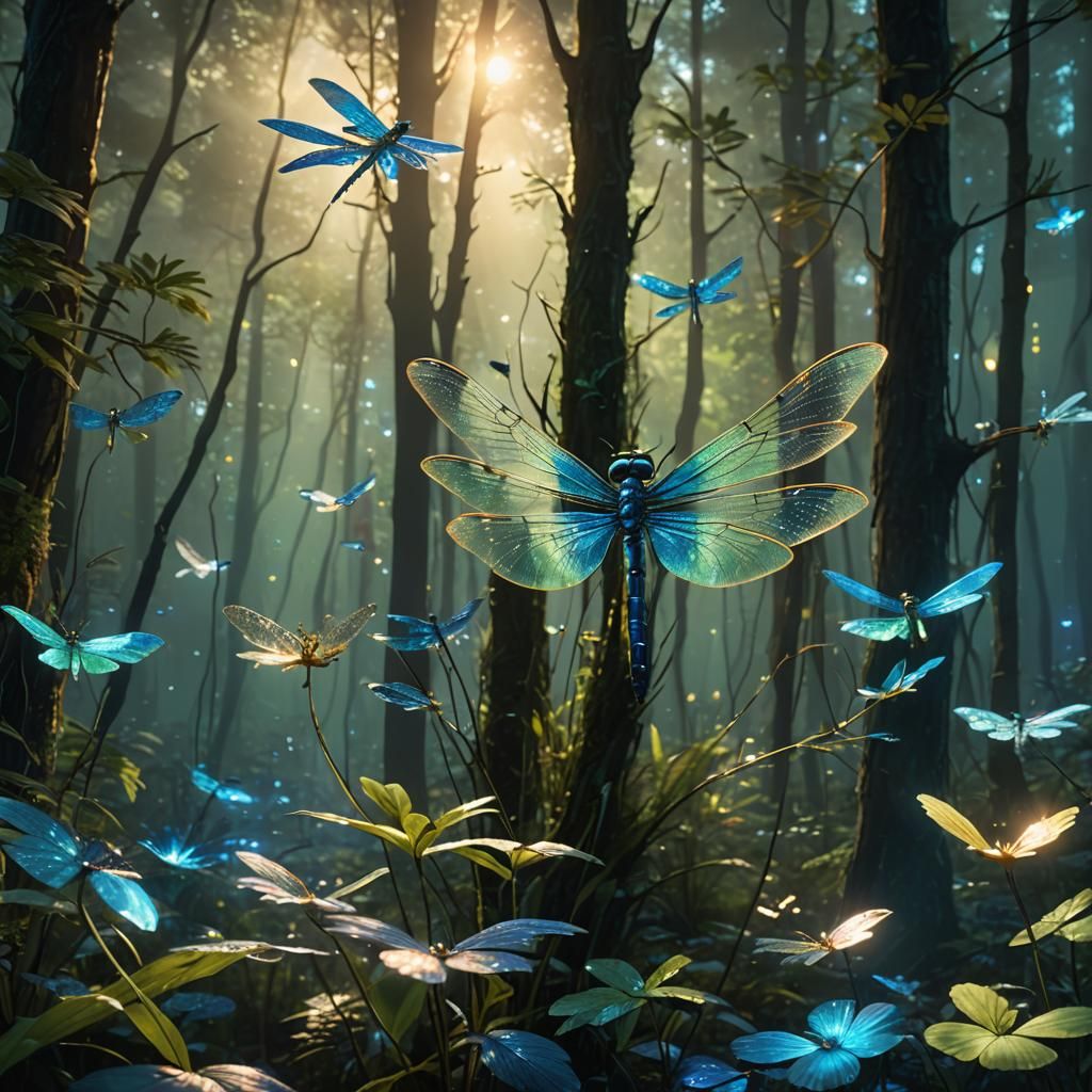 Luminara in Twilight Forest: Hyperrealistic Digital Art