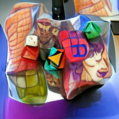 Colorful Cubist D&D Dice in Geometric Style