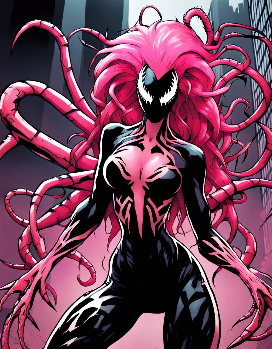Ferocious Pink Symbiote with Claws and Blades