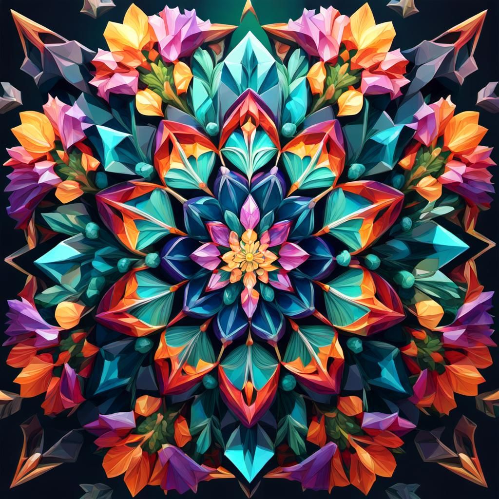 Vibrant Geometric Floral Fantasy Art
