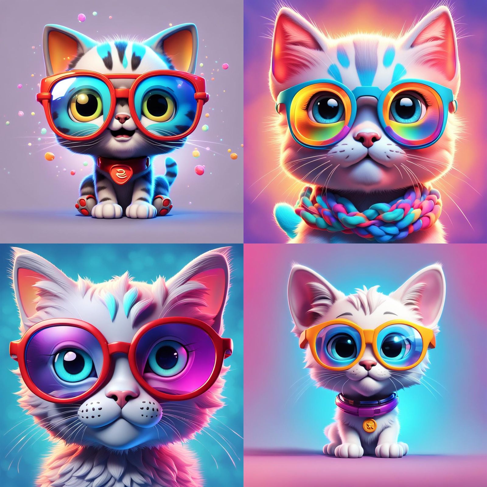 Cute Kitten with Good Vibes Glasses in 3D