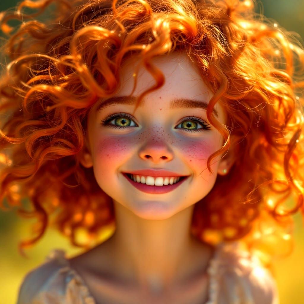Radiant Young Girl in Vibrant Red Curls