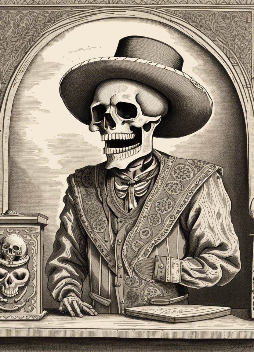 Monochrome Lithograph of Porfiriato Man Giving Speech