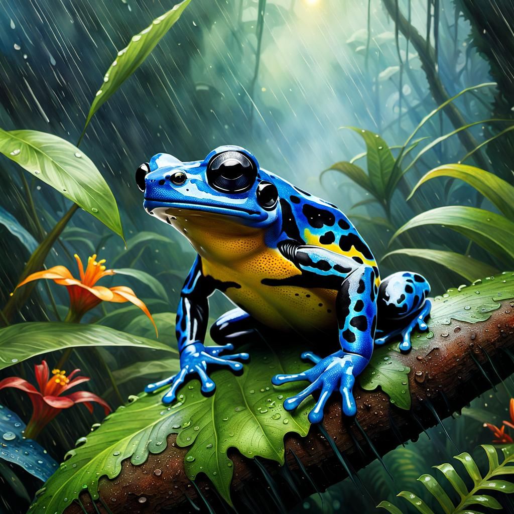 Blue Poison Dart frog - Lives Only in the Rainforest of Brazil