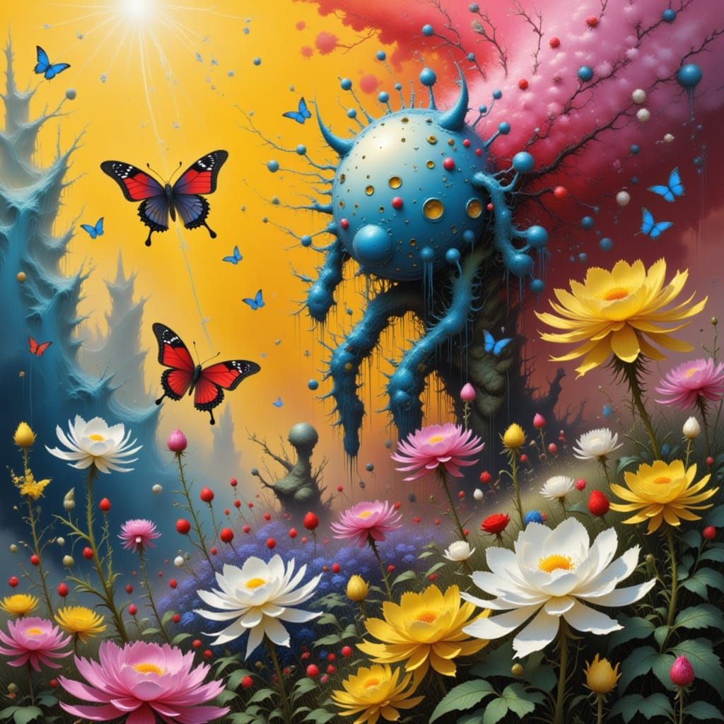 Stylized Robot Digital Art with Comic Book & Low-Poly Elemen...