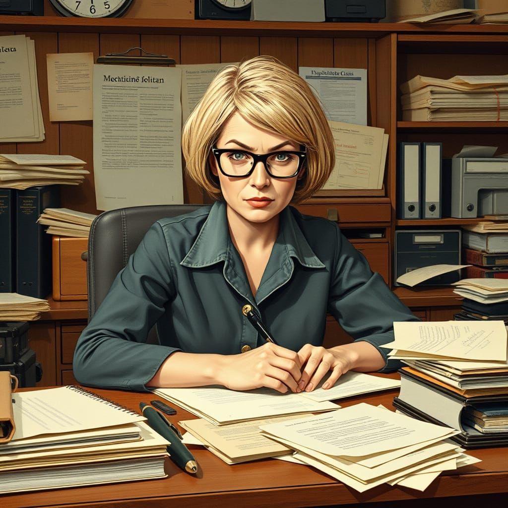 Vintage Secretary in Retro Office
