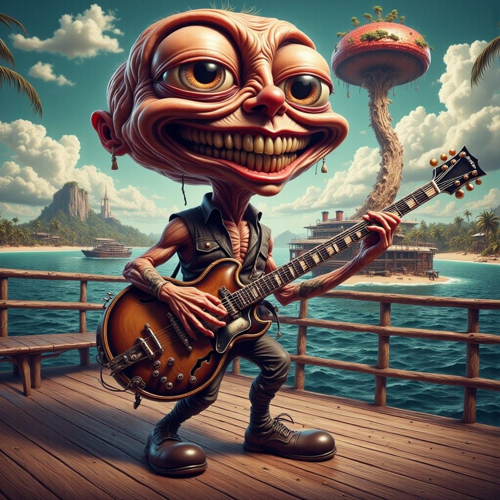 Rockabilly Mushroom Guitarist on Cruise Ship