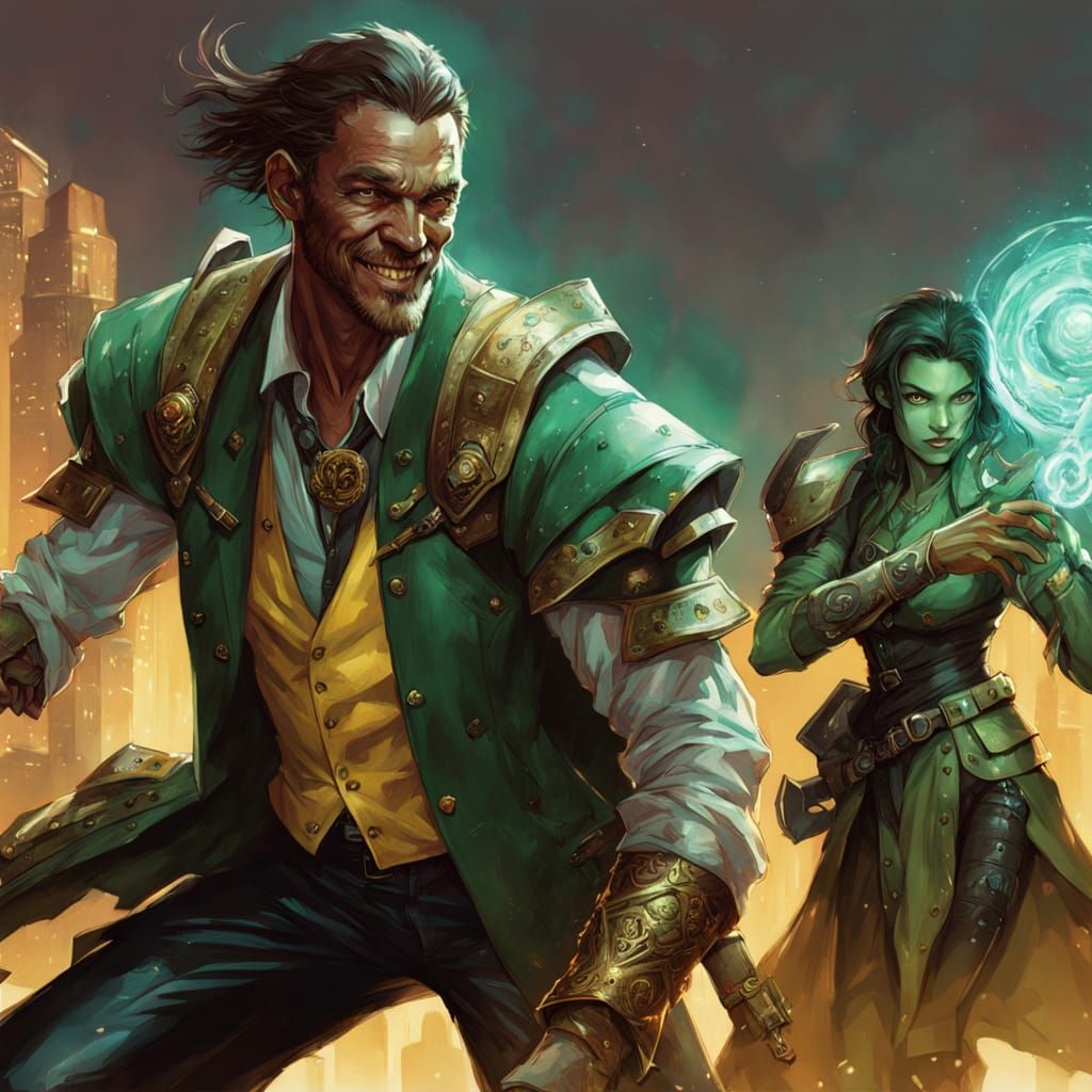 Adventurous VIP and His Fembot Bodyguards