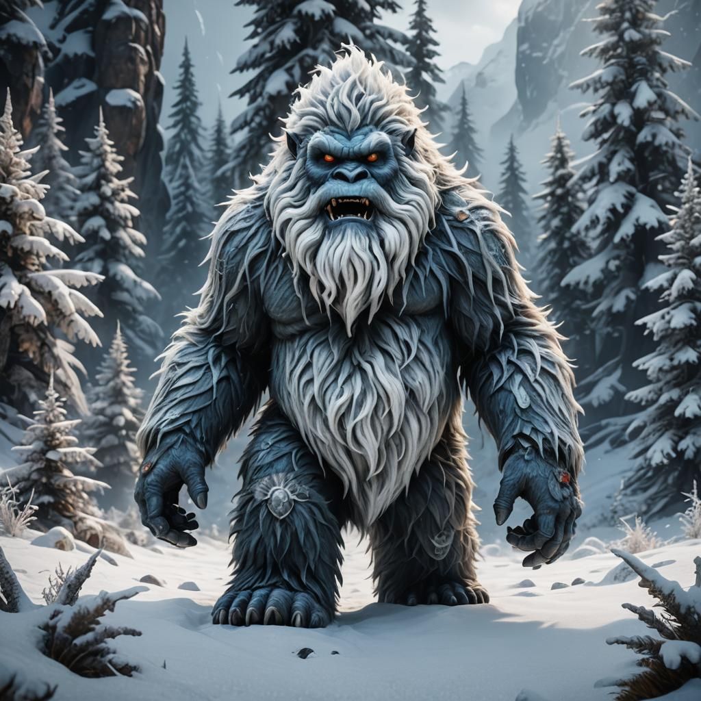 Detailed Matte Painting of a Frosty Yeti