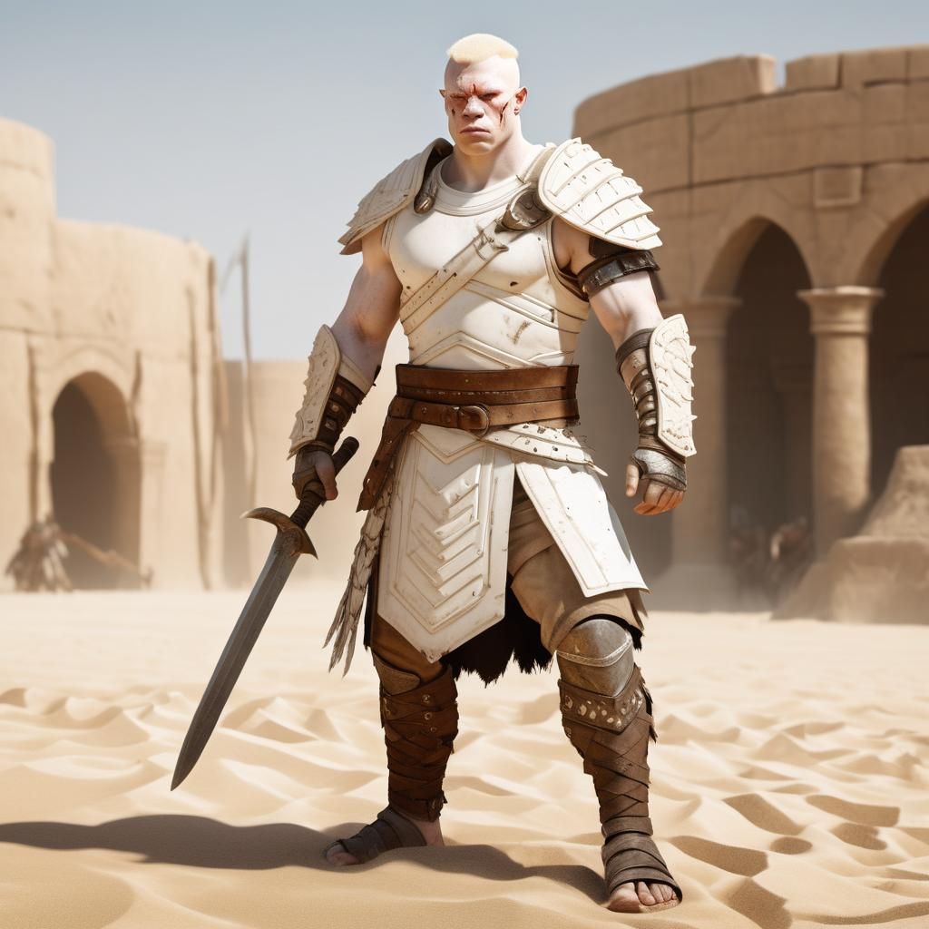 Albino Barbarian Pit Fighter in Arena