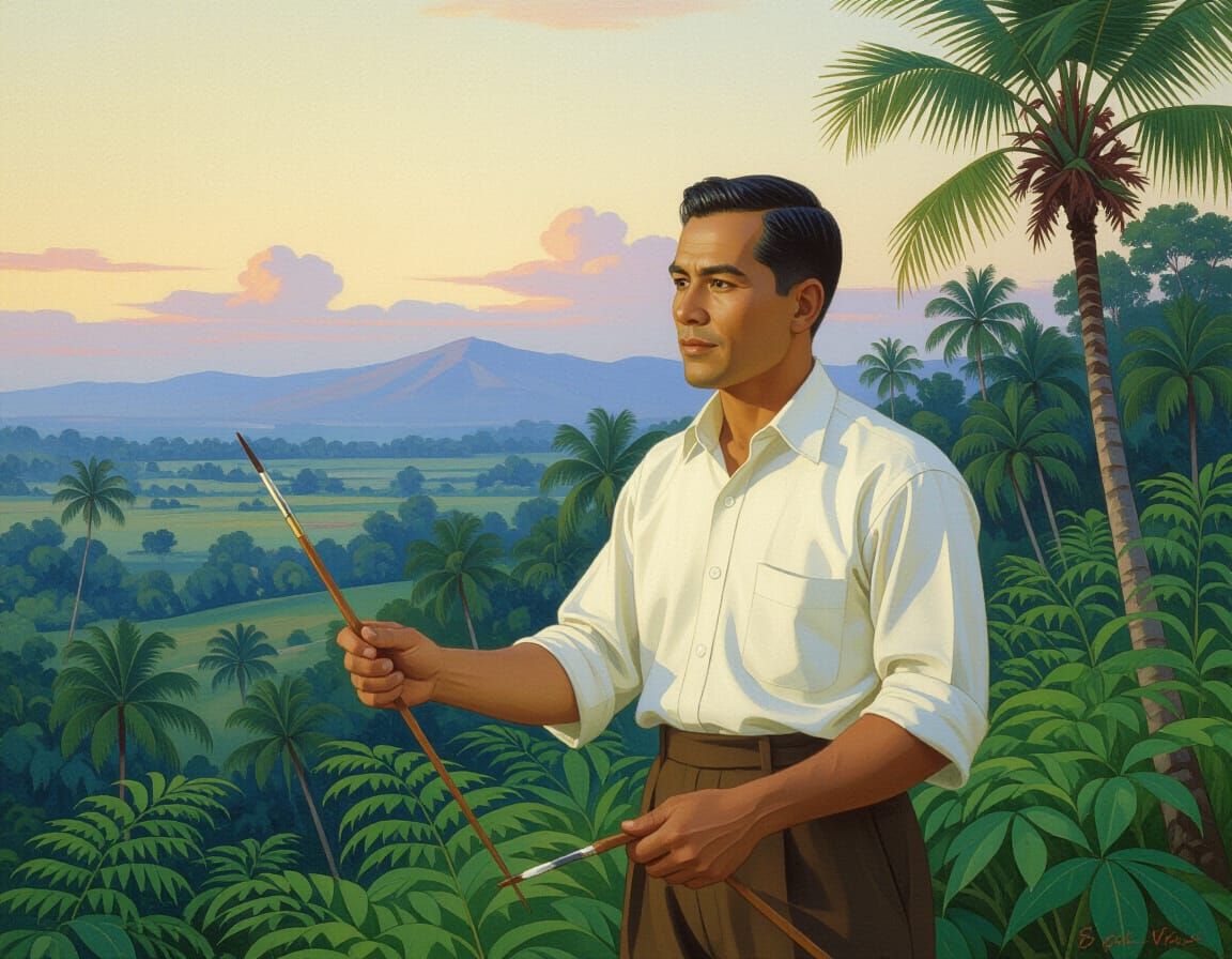 Filipino Landscape Painting in Fernando Amorsolo Style