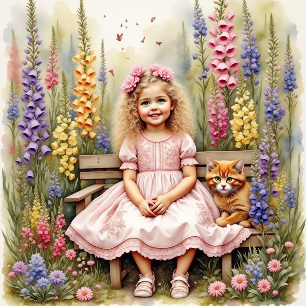 Little Girl in a Cottage Garden