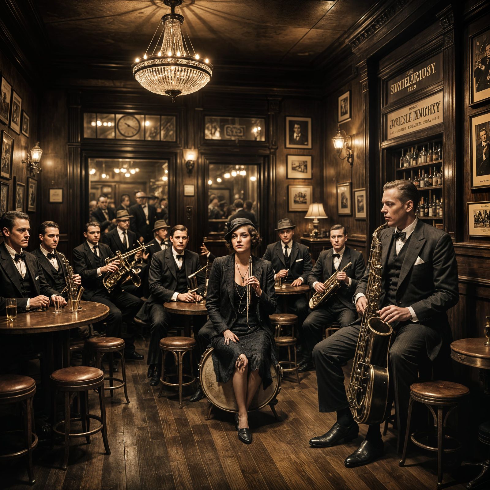 1920s Speakeasy Scene with Jazz Band