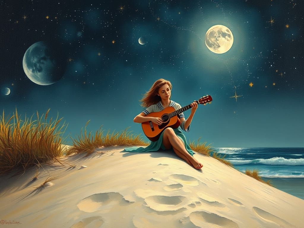 Sailor Uranus Plays Guitar on Enchanted Beach