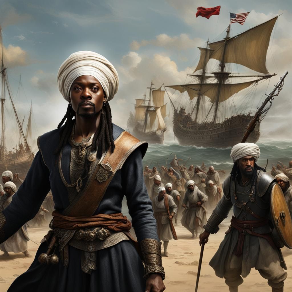 Black Moors Fight Christopher Columbus: Detailed Matte Paint...