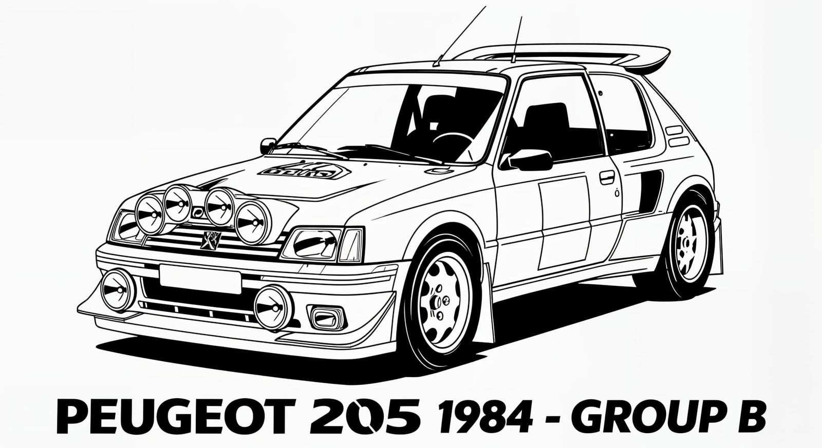 Peugeot 205 Turbo 16 Rally Car Poster Drawing