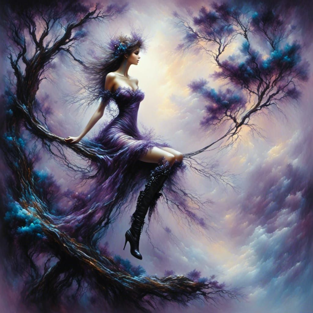 Abstract Portrait of Woman on Rope Swing