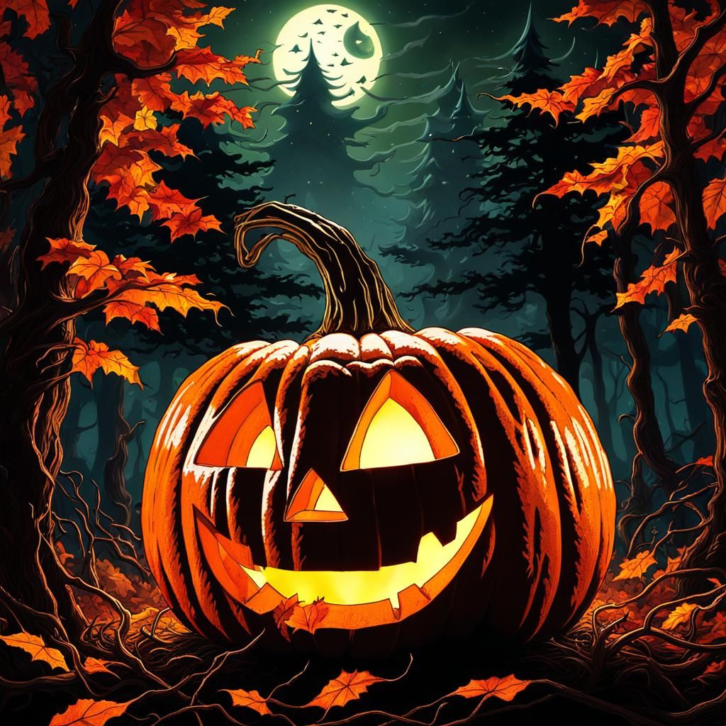 Glowing Jack-o-Lantern in Pop Surrealism Style