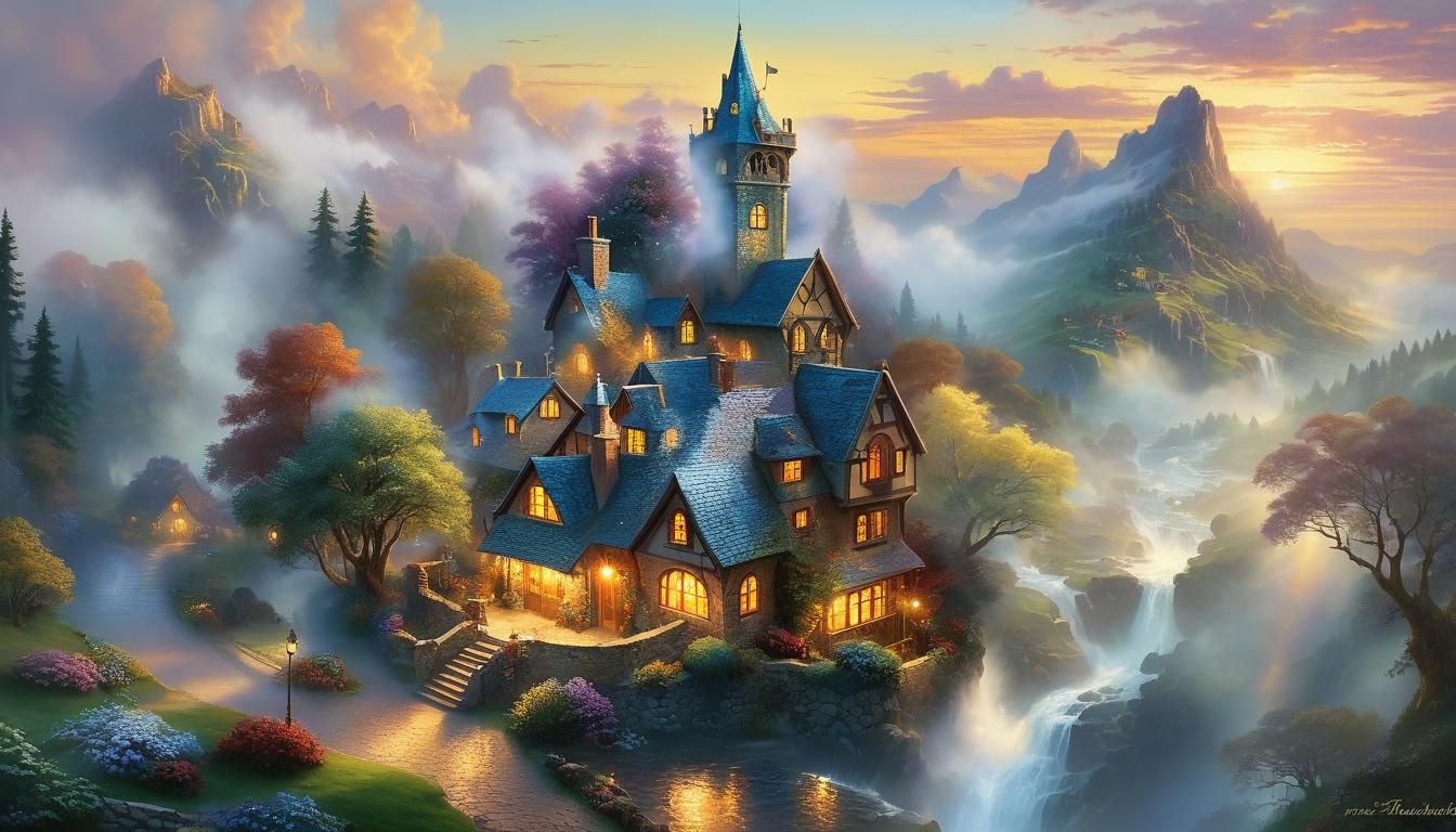 Ethereal Fantasy Scene with Hyperdetailed Mist