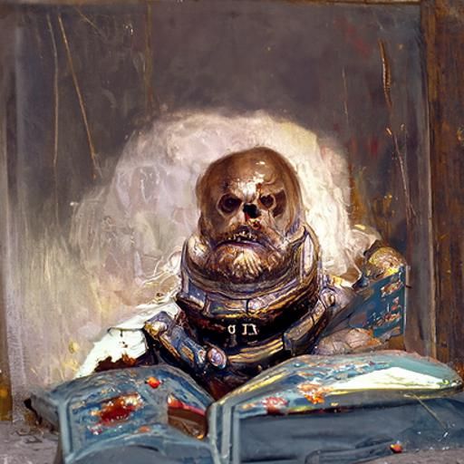 Space Marine Librarian Portrait in Gothic Horror Style