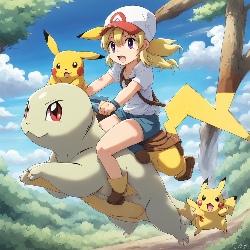 Pikachu and Misty Anime-Style Adventure