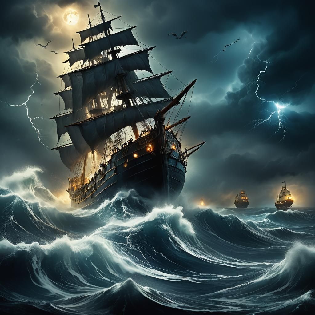 Stormy Seas: A Dark Fantasy Marine Art