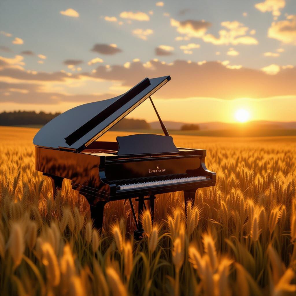Mysterious Piano Plays Itself in Golden Wheat Field