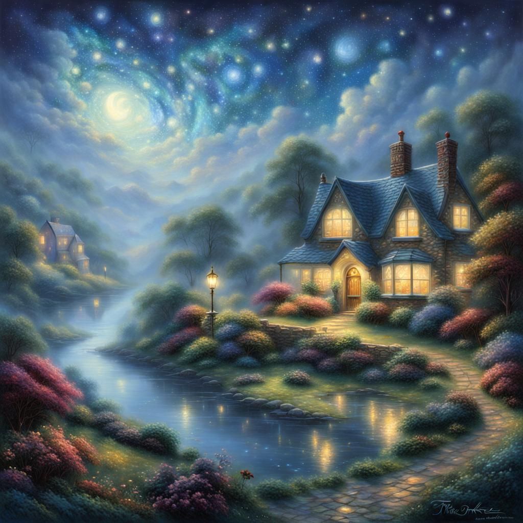 Ethereal Starry Night Sky in Fantasy Style