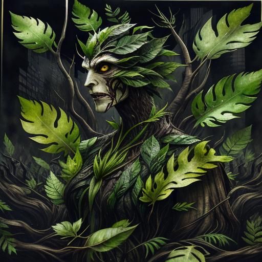 Surreal Root Creature in Dystopian Double Exposure