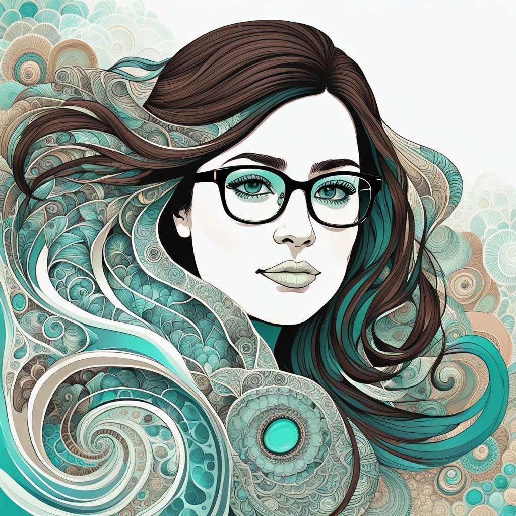 Chubby Latina Woman in Abstract Teal Design