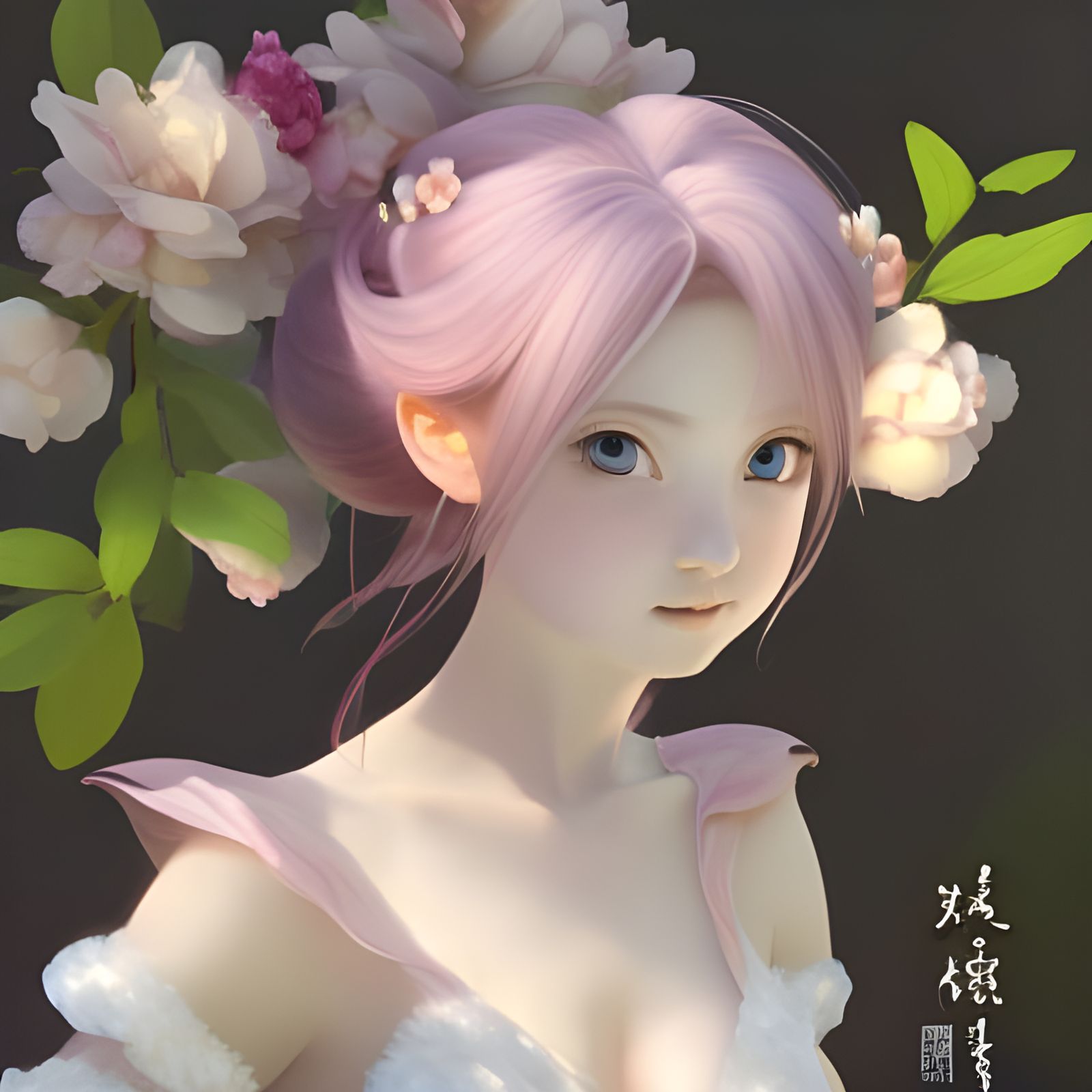 Anime Girl Violinist in 3D Digital Art Style