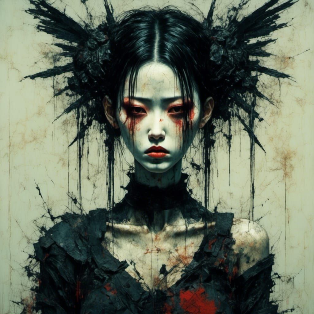 Mourning Onryo Spirit Expressing Grief and Pain