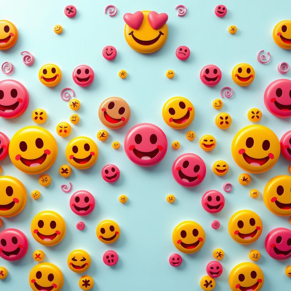 Emoticons in Candy Land Style with 3D Texture