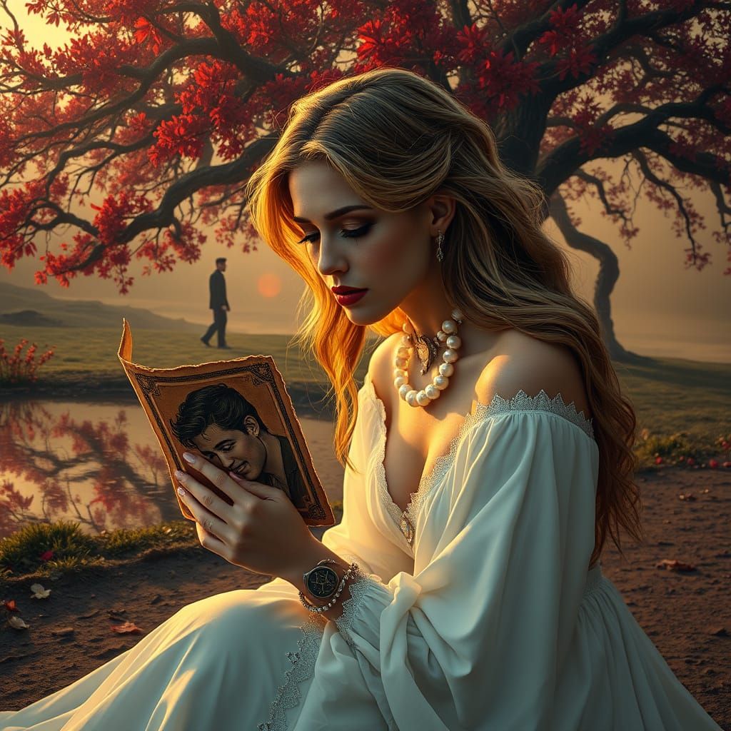 A Pale Woman's Sorrowful Reflection