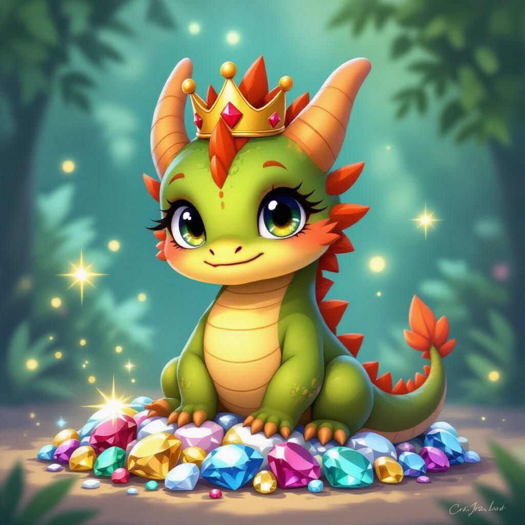 Adorable Baby Dragon King in Cute Anime Style