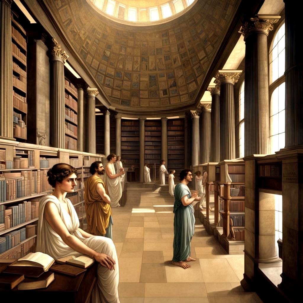 Hypatia and Philosophers in Alexandria Library