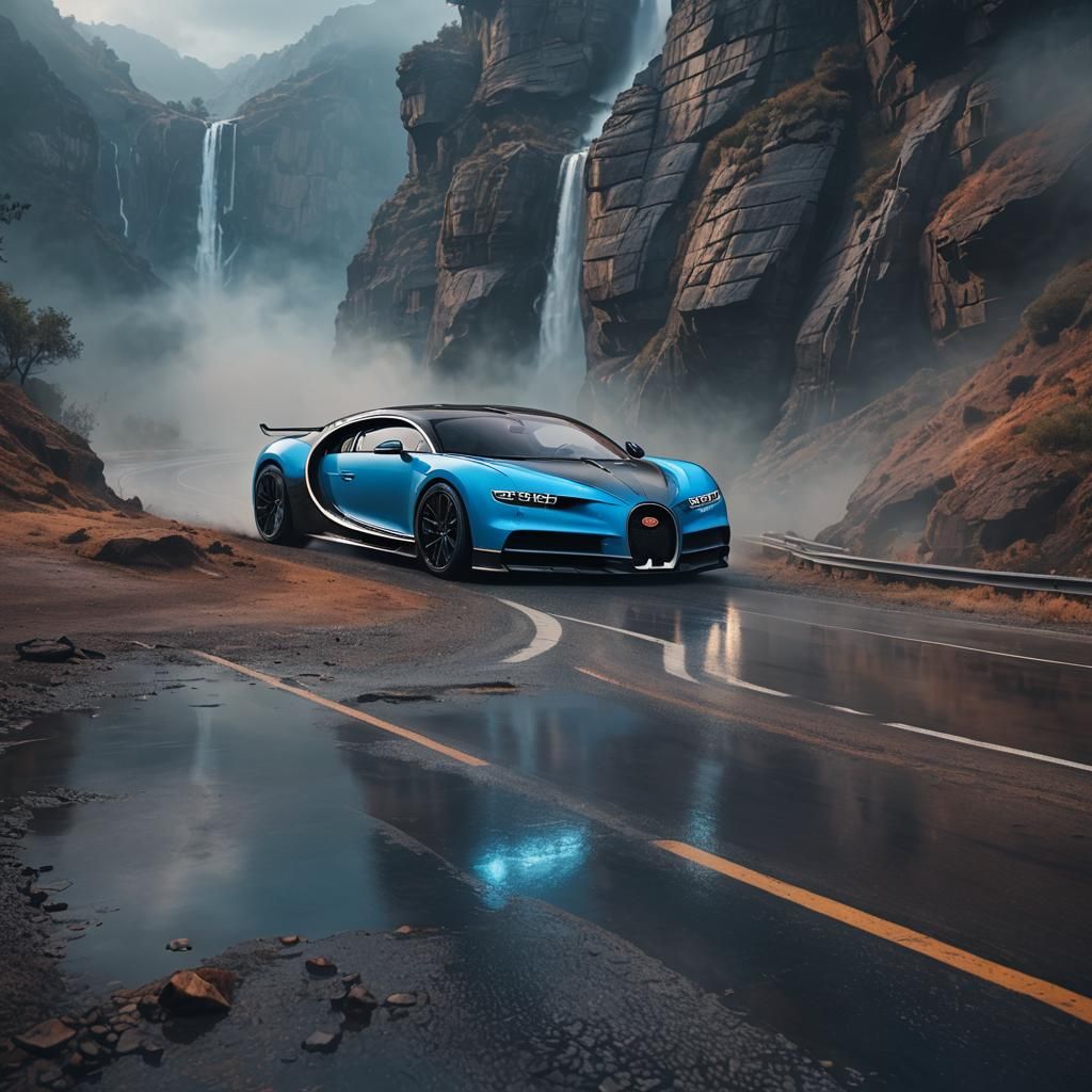 Bugatti Chiron Drifting: Hyper-Realistic Digital Art