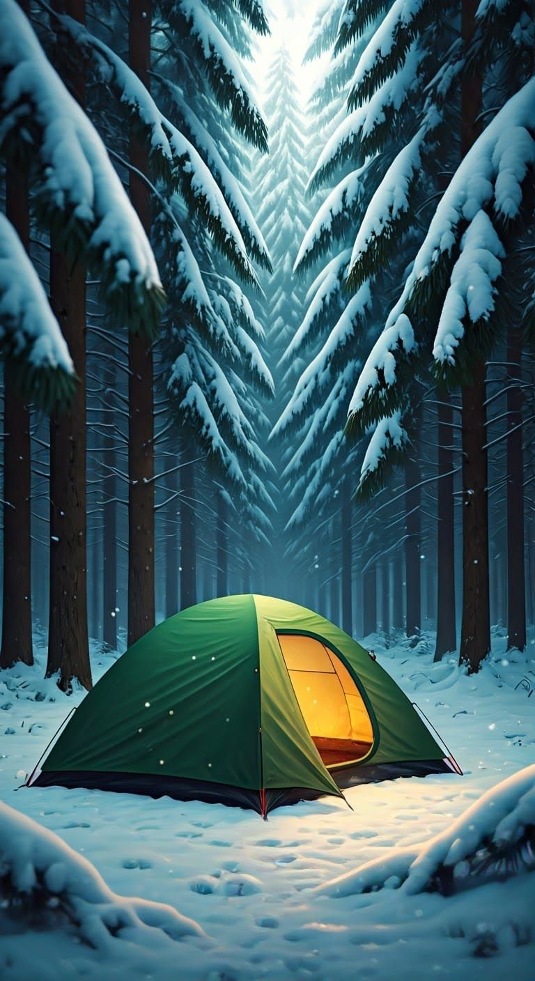 Winter Wonderland Scene in Vibrant Colors