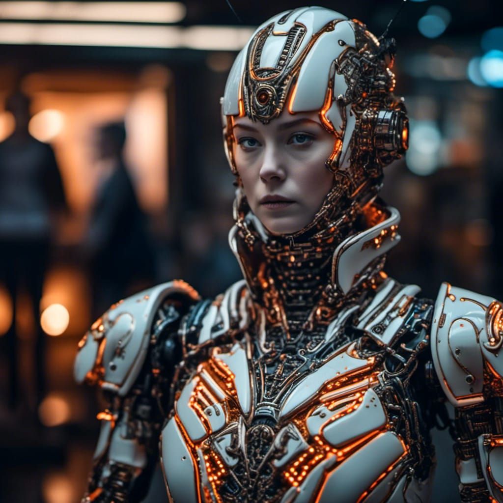 Hyperdetailed Porcelain Android Portrait in Murraypunk Style