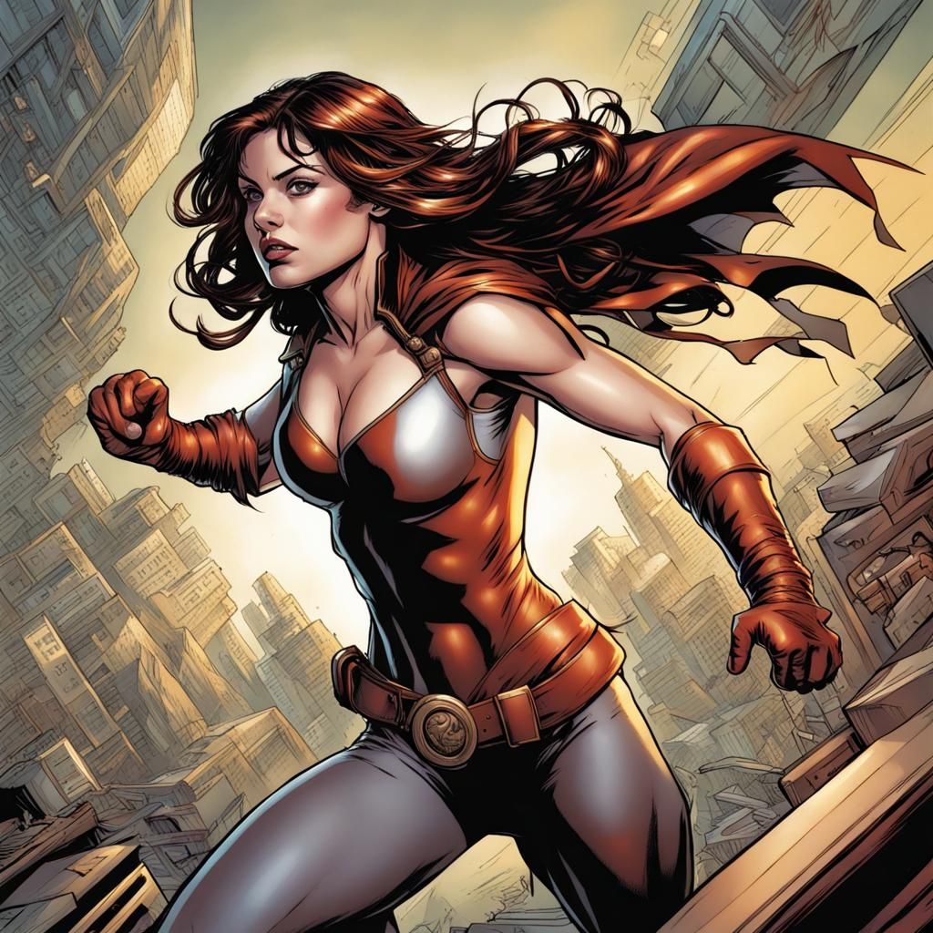 Dynamic Female Hero Comic Book Art