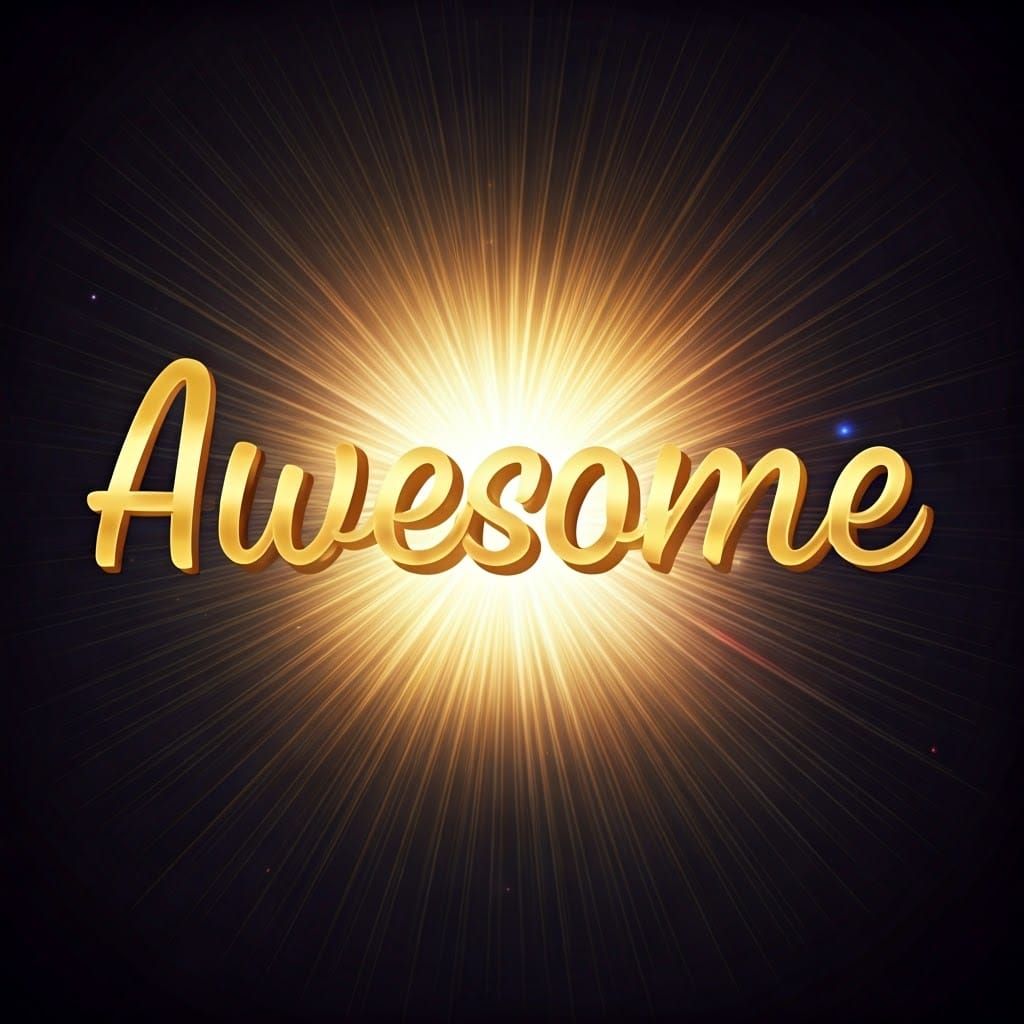 Shimmering Gold Text in Vibrant Fractal Waves