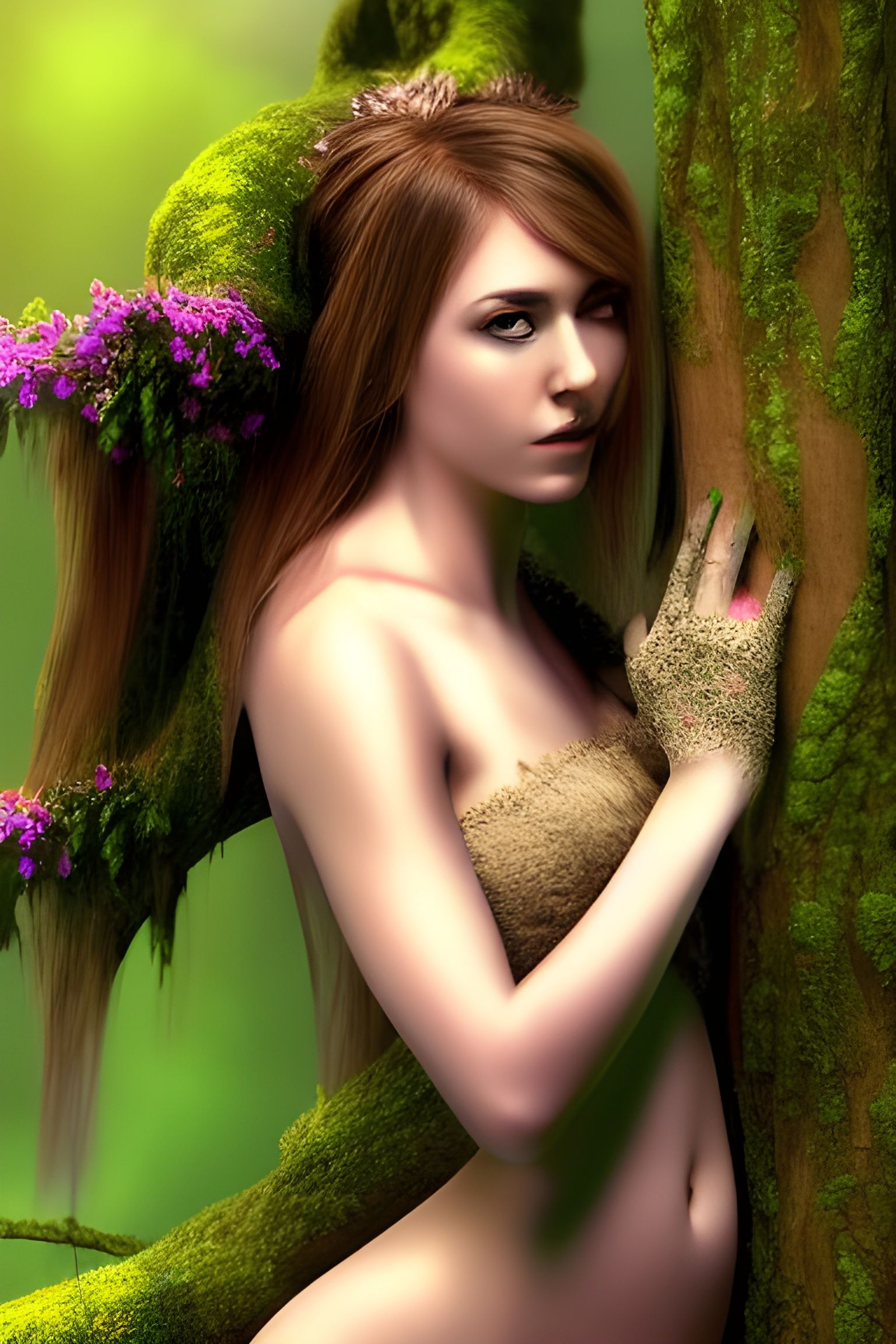 Beautiful Nymph in Magical Forest: Fantasy Render