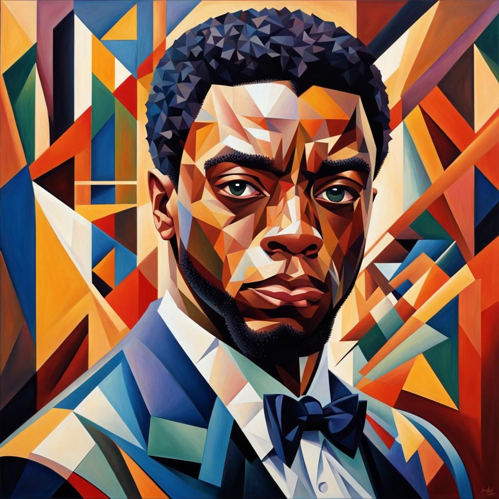 Geometric Abstract Portrait of Chadwick Boseman
