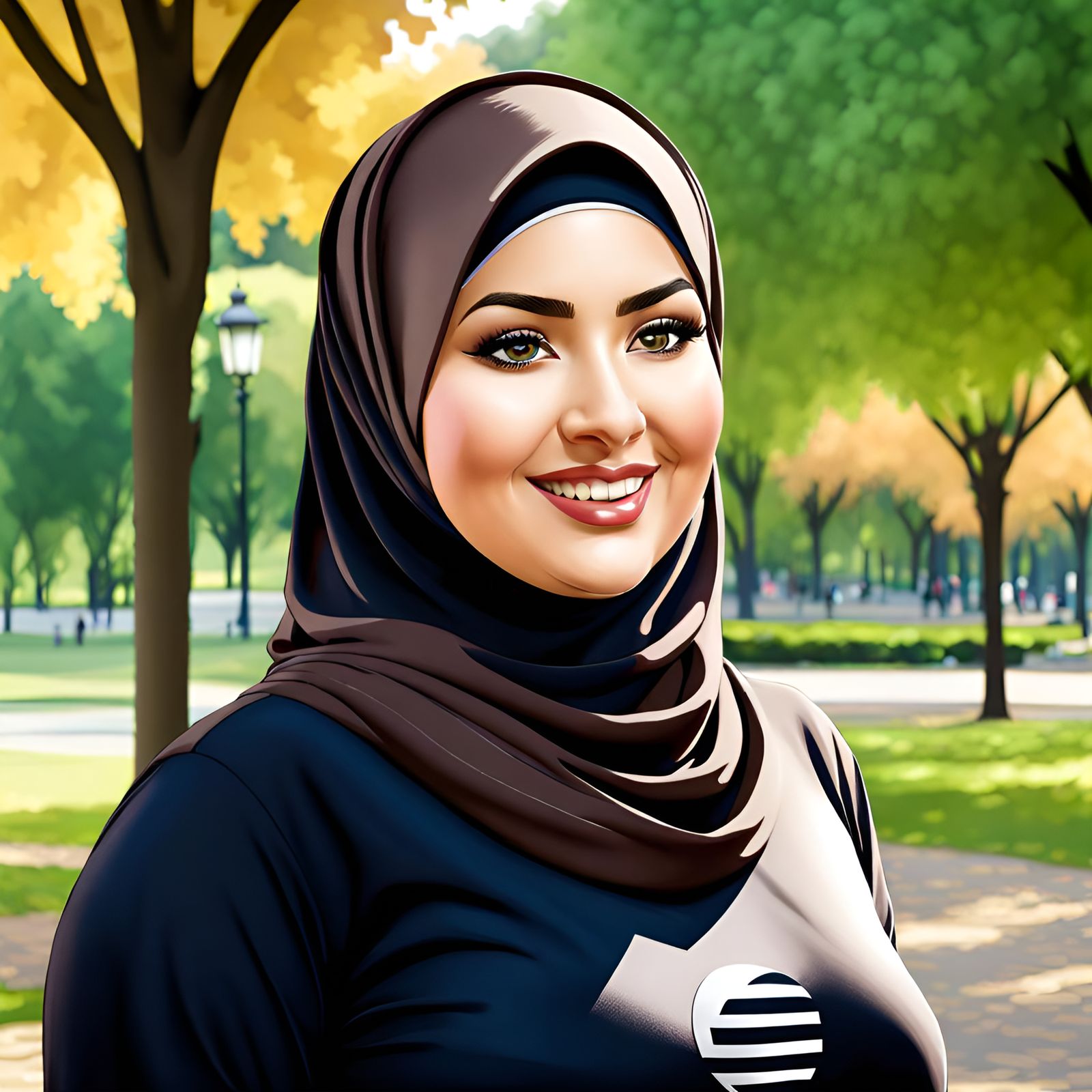 Pretty Hijabi Woman Smiling in Park Portrait