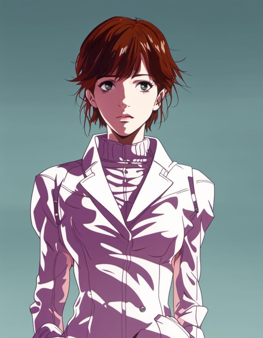 Cyberpunk Anime: Woman in Futuristic Suit at Night