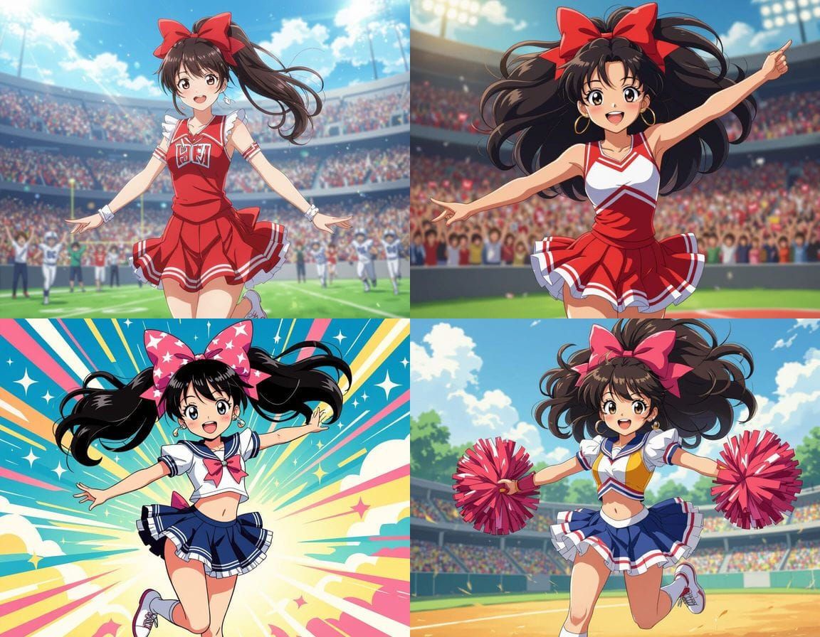 Cute Cheerleader with Oversized Hair Bow