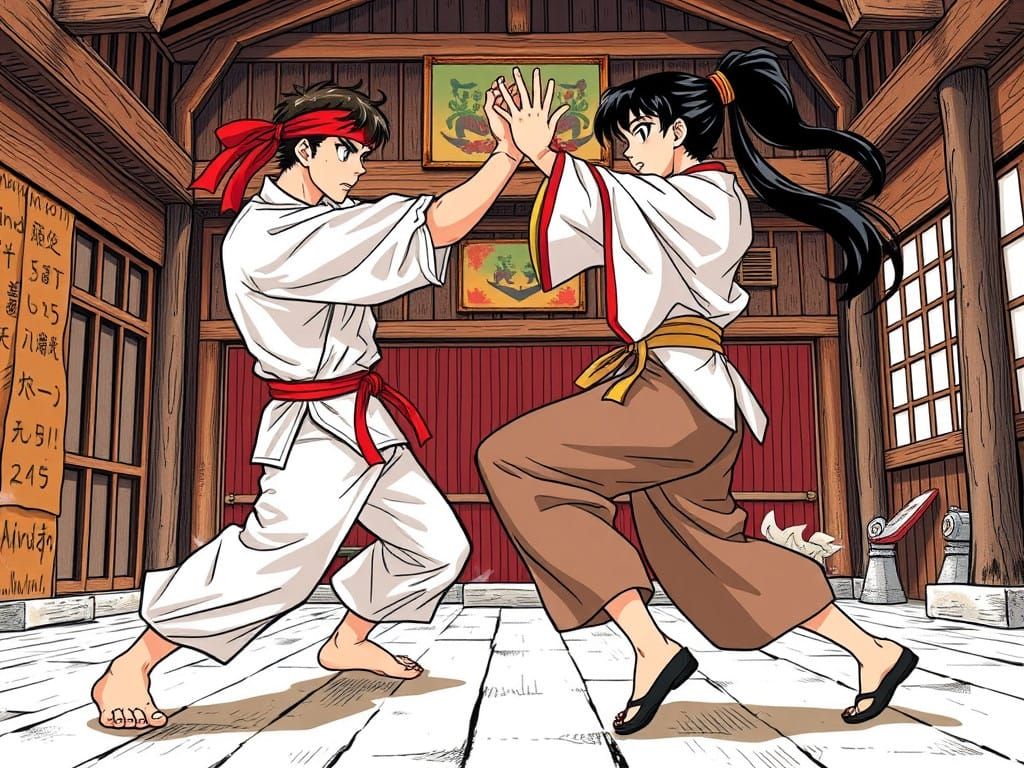 Ranma sparring with Akane