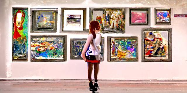 Redhead at Art Gallery: Abstract Expressionism